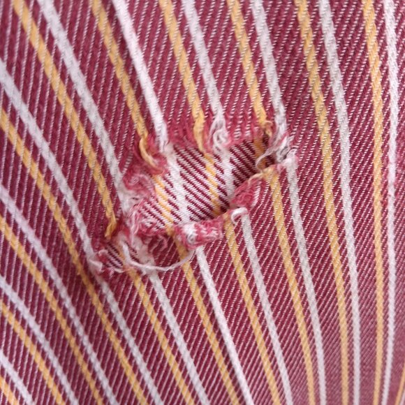 23x26 Boys Vintage Jeans 1970's Red Yellow Striped Flared Distress Hippy Bells - Picture 5 of 8